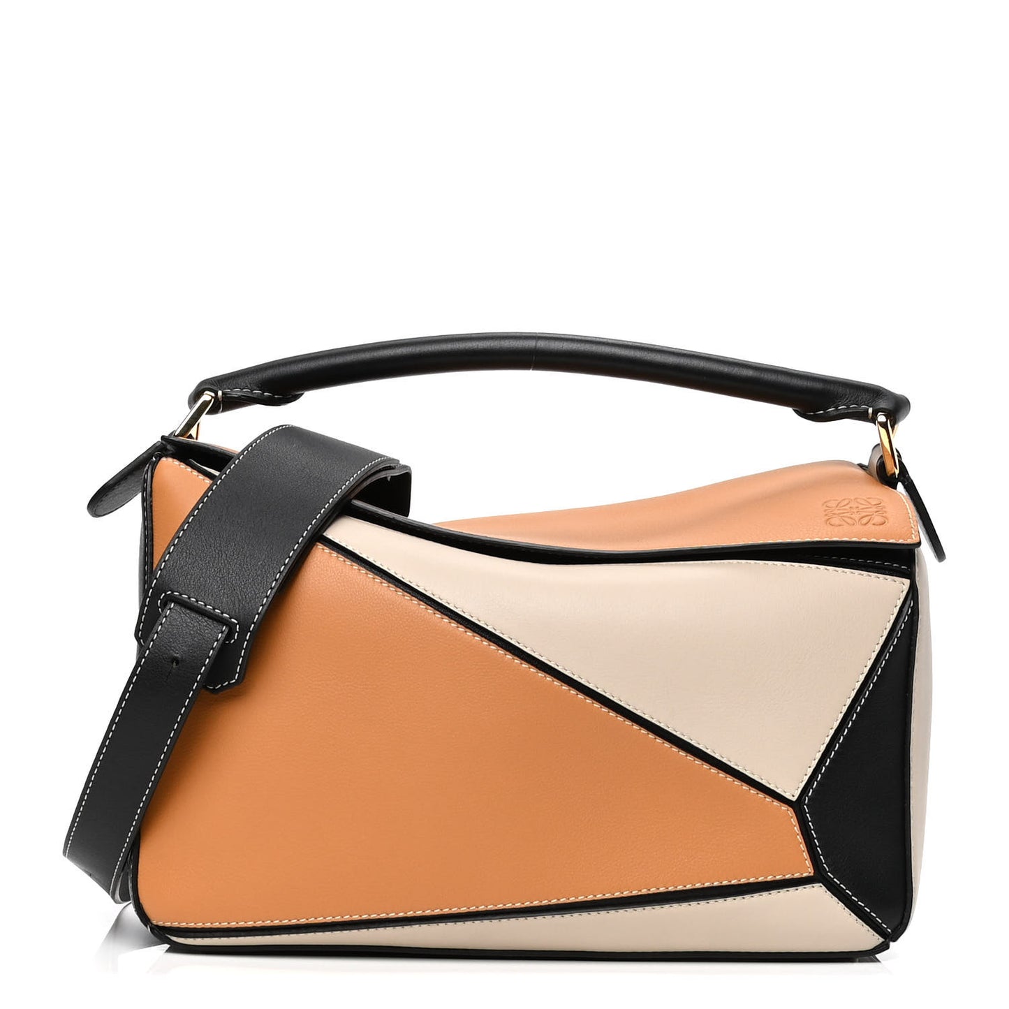 Grained Calfskin Medium Puzzle Bag Amber Light Oat