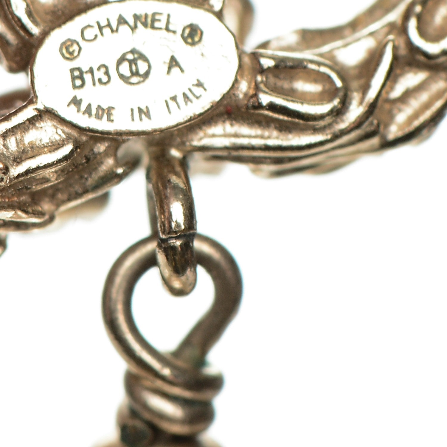Chanel Crystal Pearl CC Drop Earrings Gold 4 of 5