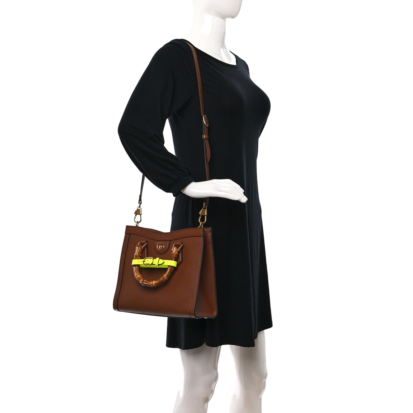 Wonka Grain Calfskin Small Diana Tote Bag Cuir Yellow Fluo