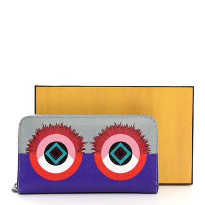 Fendi Vitello Elite Studded Hypnoteyes Zip Around Wallet Polvere Multicolor 8 of 8