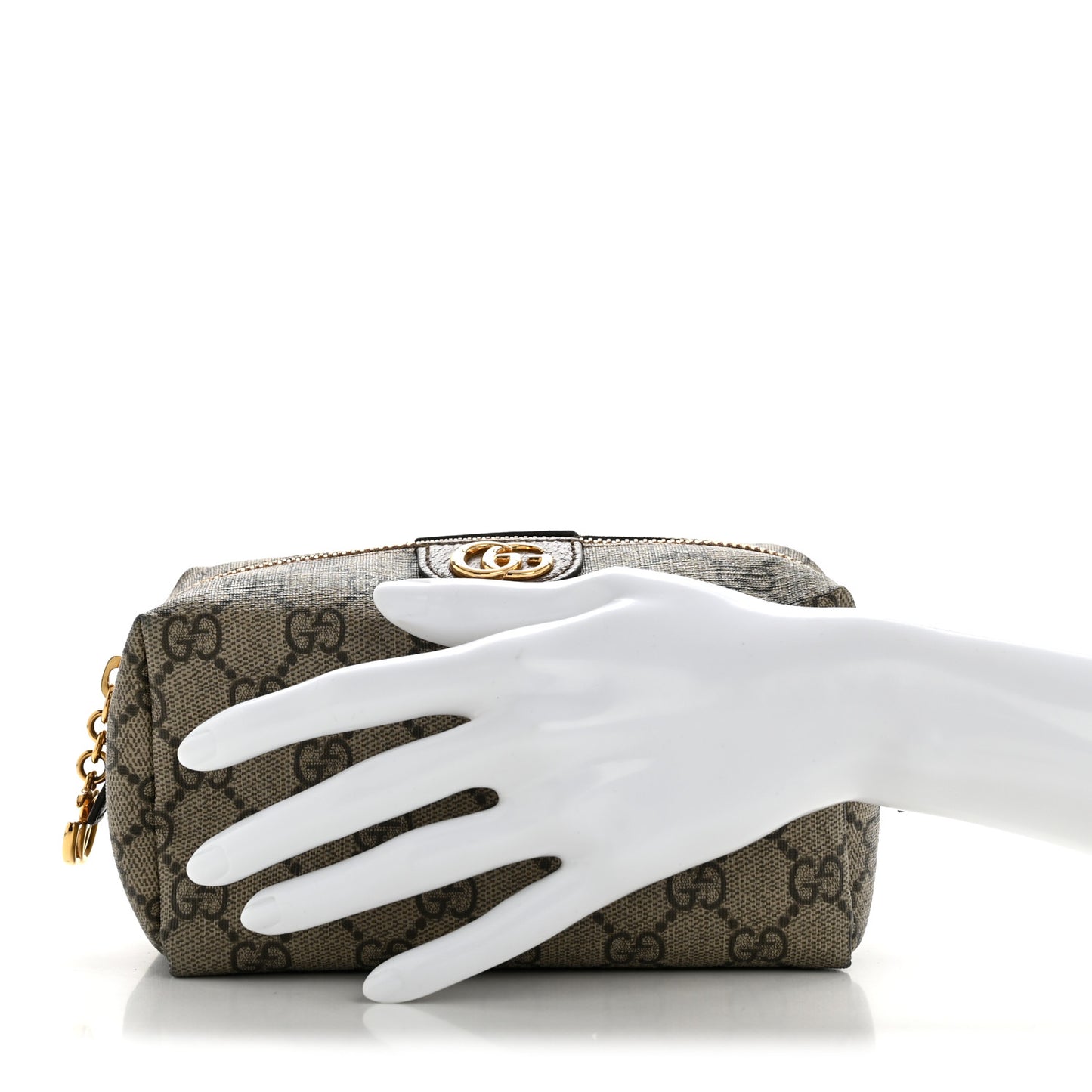 Soft GG Supreme Monogram Calfskin Medium Ophidia Cosmetic Case Beige Ebony New Acero