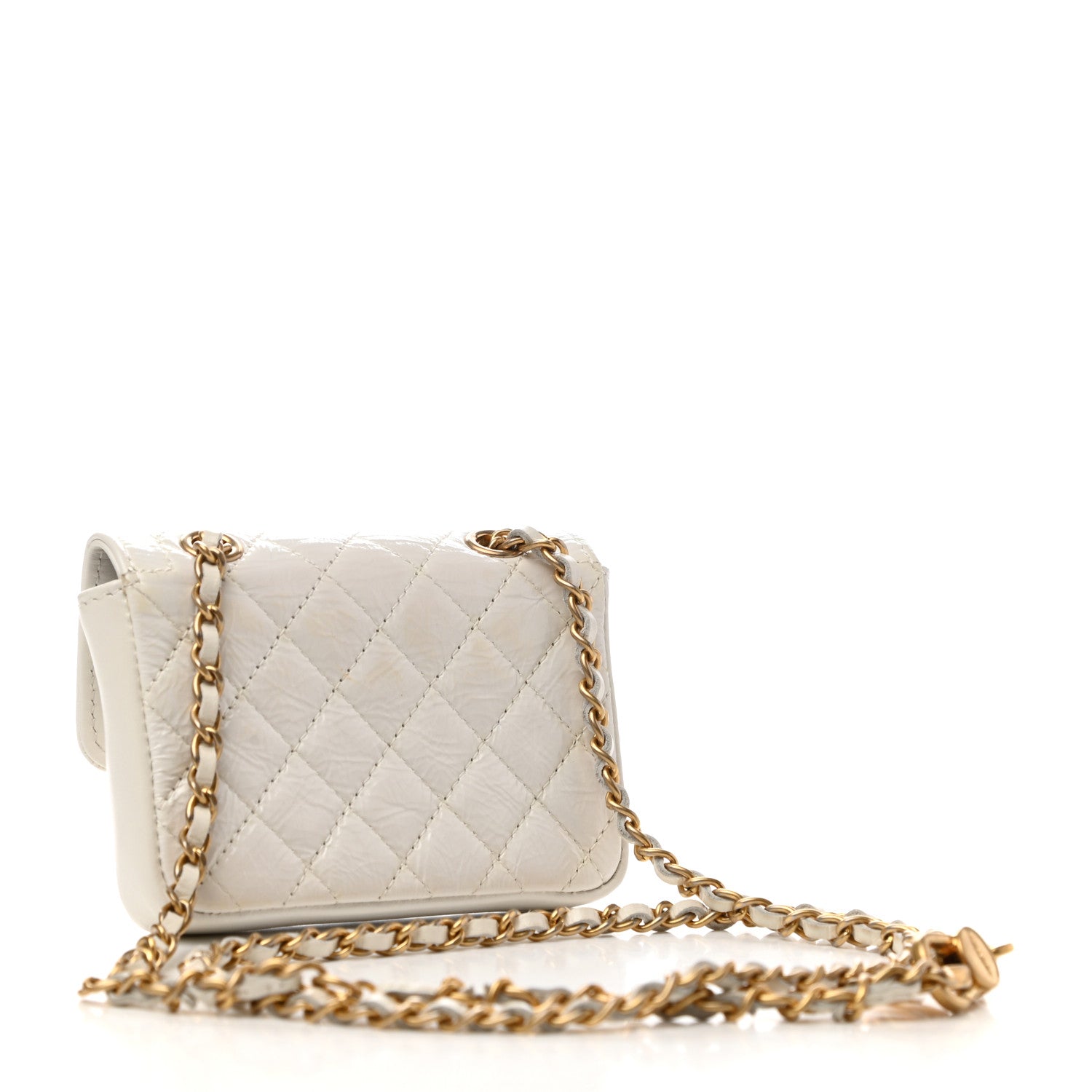 Chanel Shiny Aged Calfskin Quilted Waist Belt Bag White 2 of 9