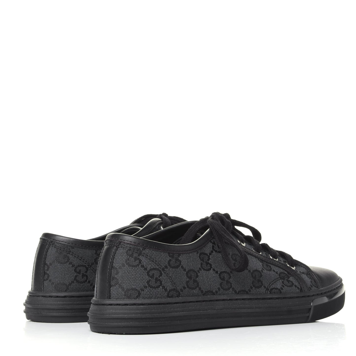 GG Monogram Calfskin Womens Low Top Sneakers 36.5 Piombo Black