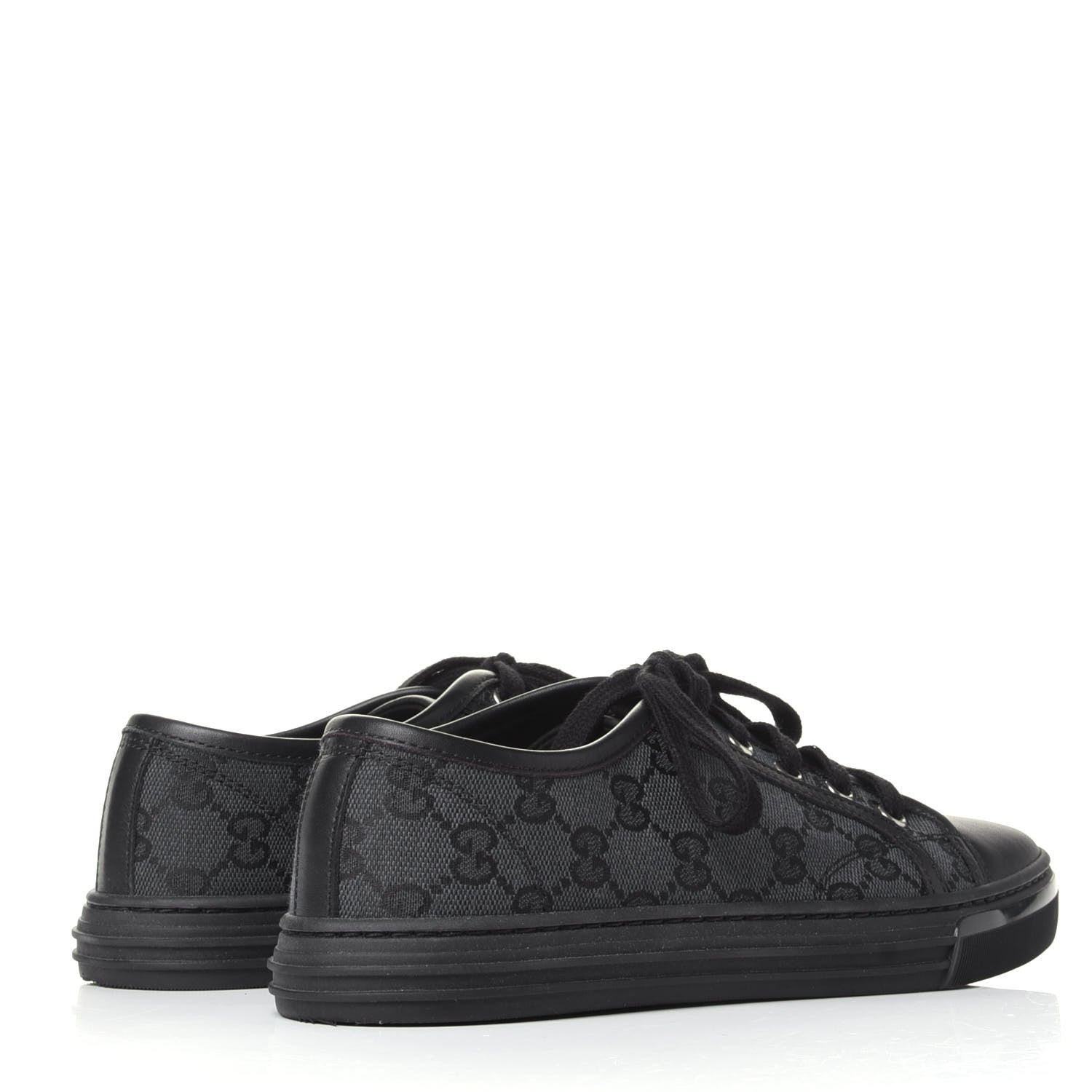 Gucci GG Monogram Calfskin Womens Low Top Sneakers 36.5 Piombo Black 4 of 10
