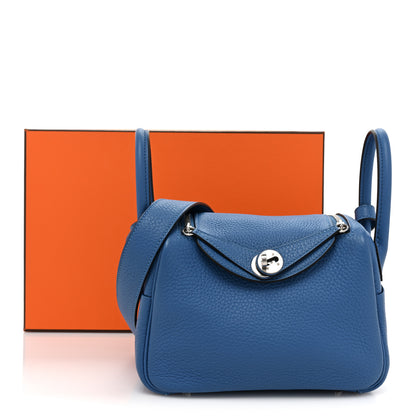 Hermes Taurillon Clemence Mini Lindy 20 Mykonos 10 of 10