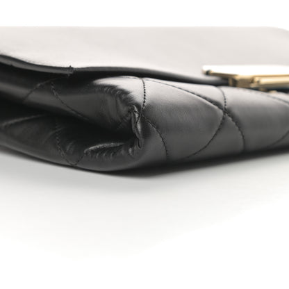 Chanel Lambskin Quilted Retro Label Clutch Black 9 of 12
