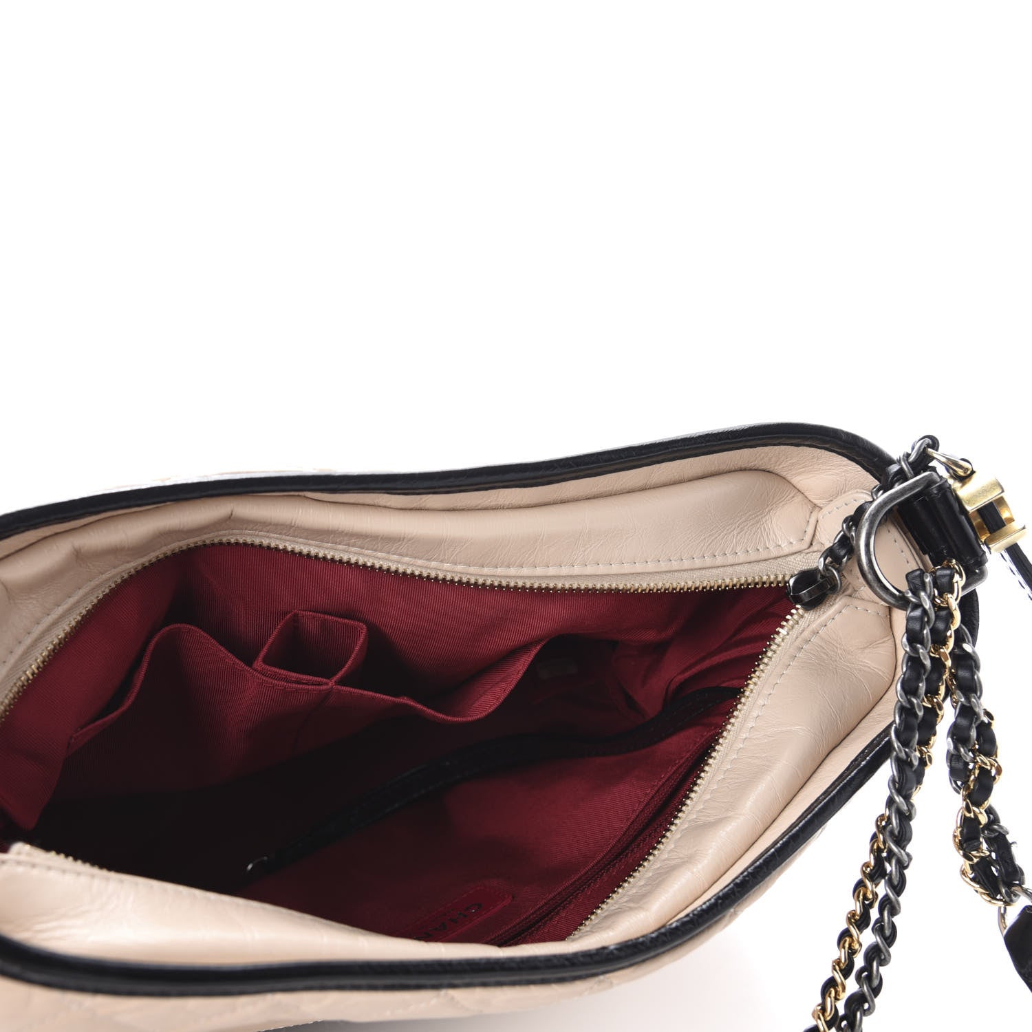 Chanel Aged Calfskin Quilted Medium Gabrielle Hobo Beige Black 5 of 11