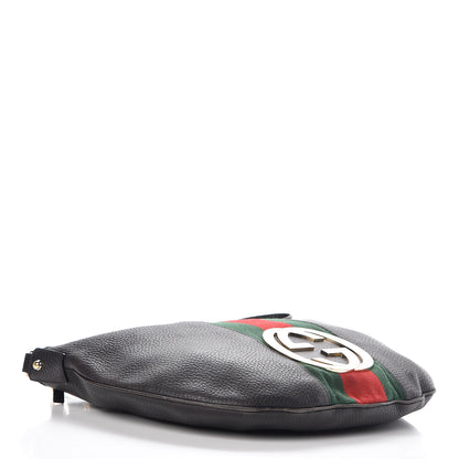 Gucci Pebbled Calfskin Web Blondie Hobo Black 4 of 12