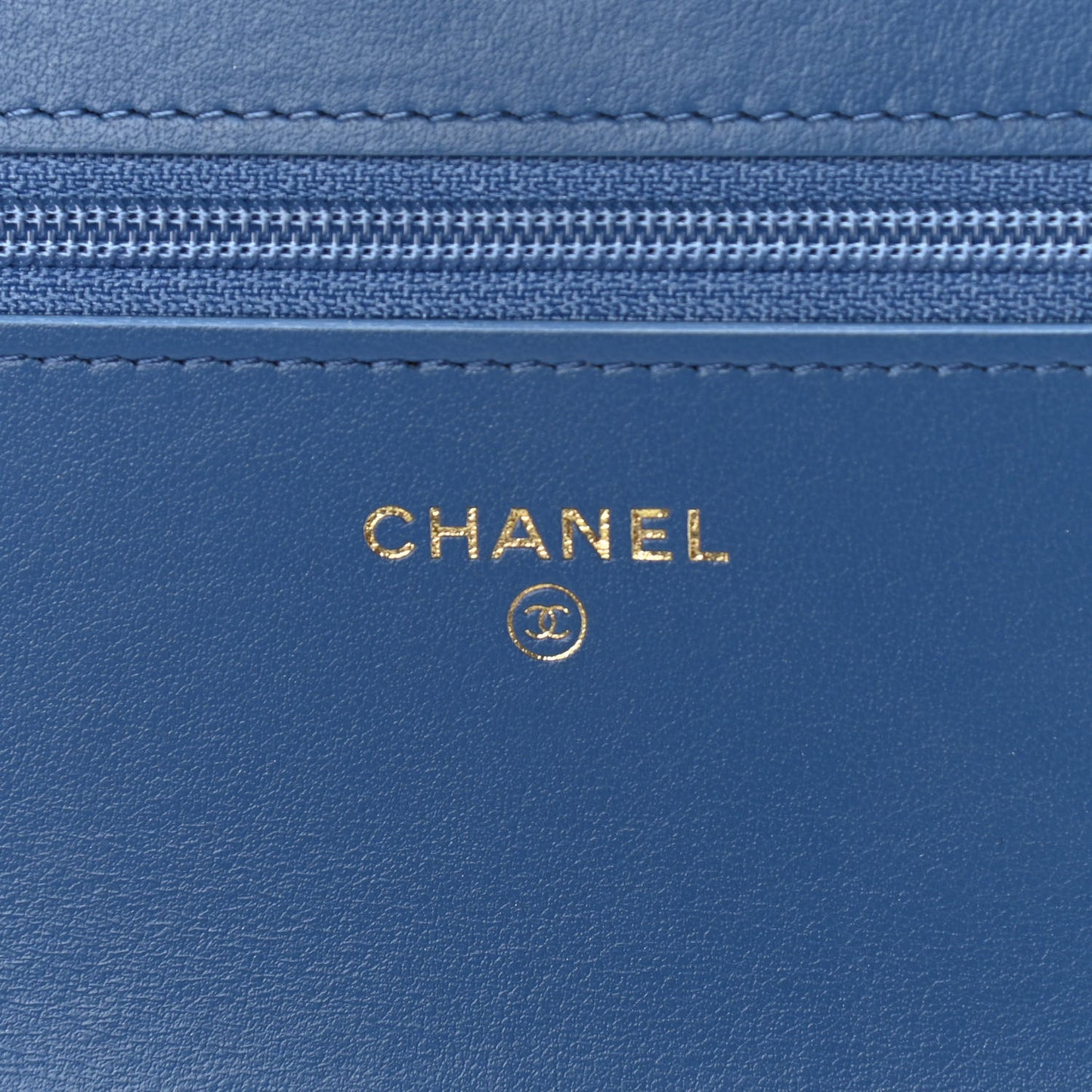 Denim Quilted Chanel 19 Wallet On Chain WOC Blue