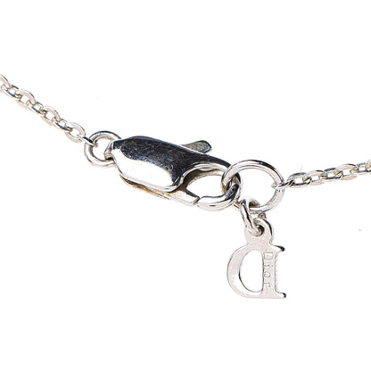 Christian Dior Crystal Logo Necklace Silver 5 of 6