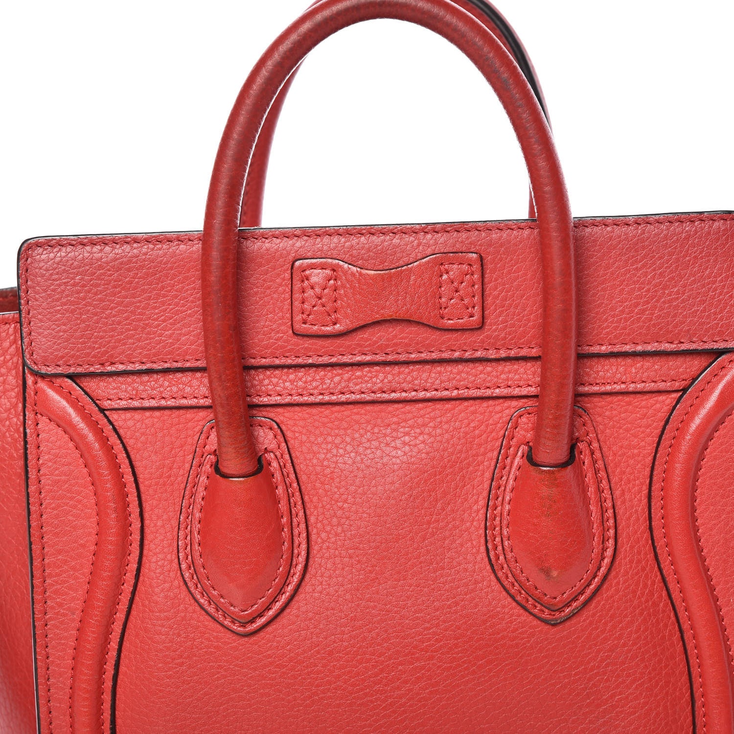 Celine Drummed Calfskin Nano Luggage Coquelicot 23 of 23