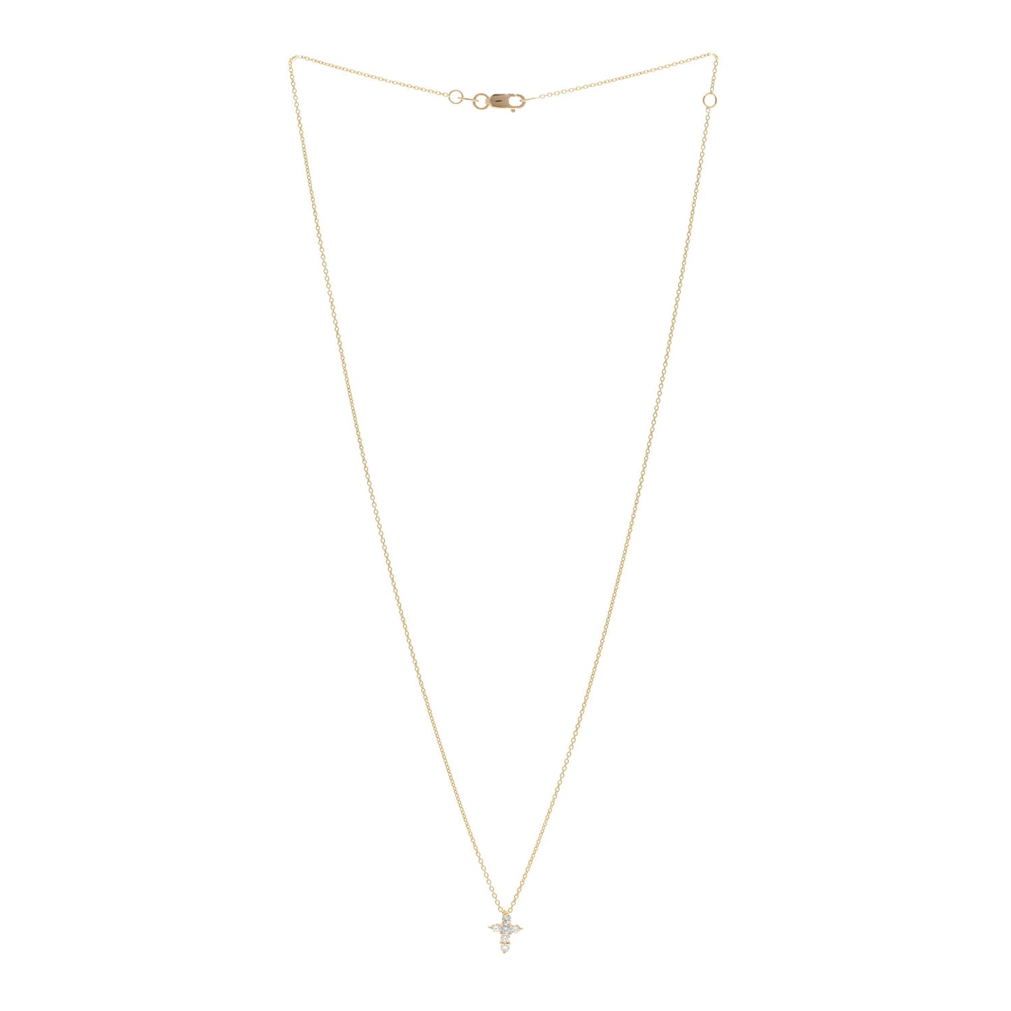 ROBERTO COIN 18K Yellow Gold Diamond Tiny Treasures Mini Cross Pendant Necklace