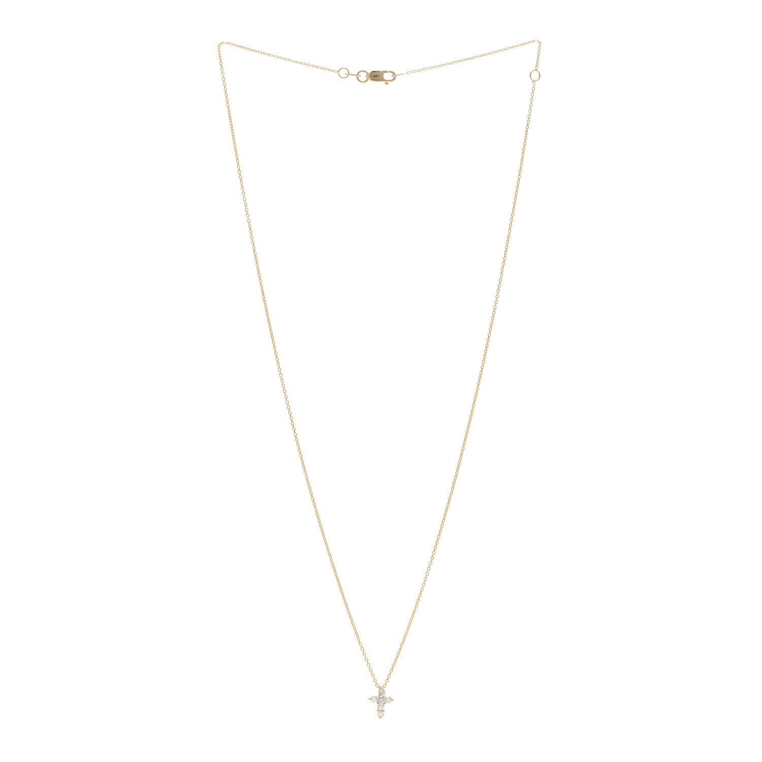 Roberto Coin ROBERTO COIN 18K Yellow Gold Diamond Tiny Treasures Mini Cross Pendant Necklace 3 of 5