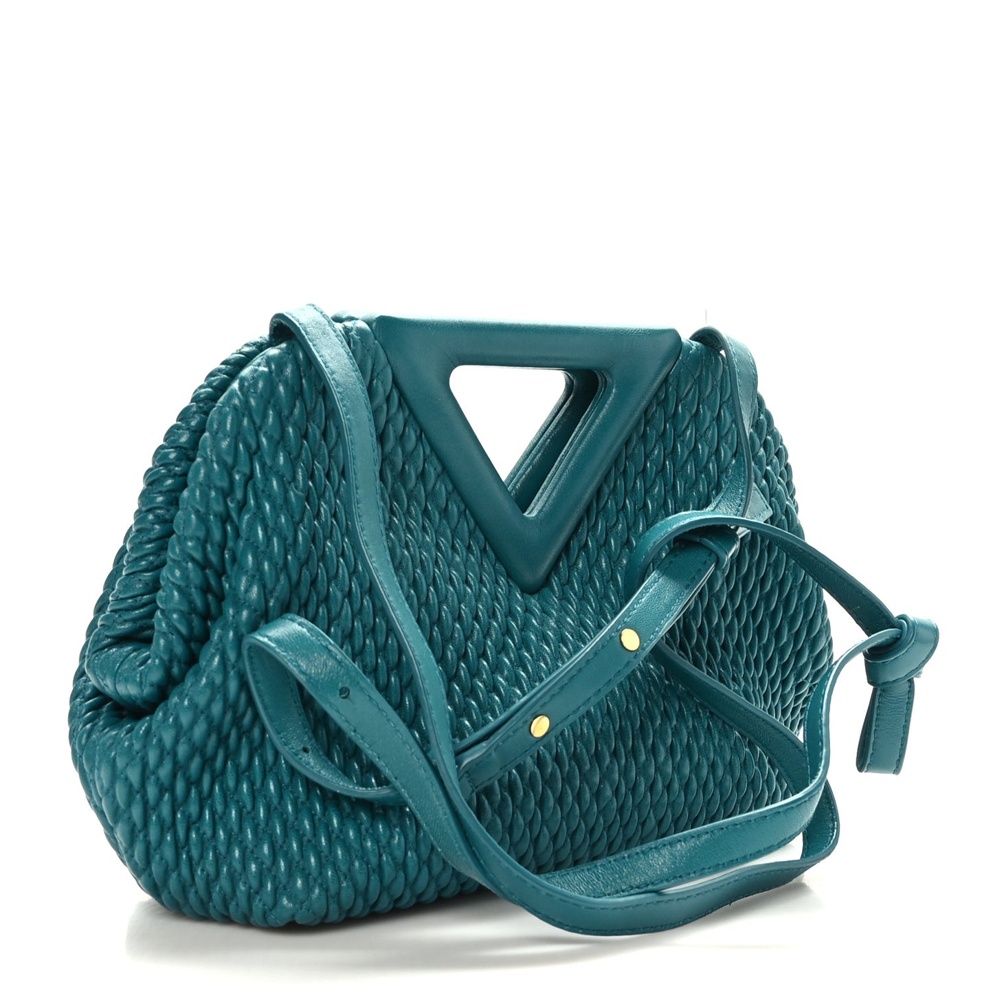 Lambskin Knit Small The Point Triangle Bag Mallard