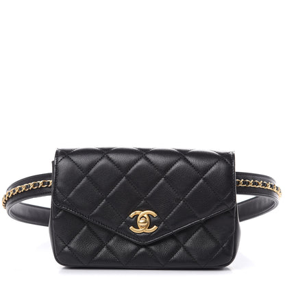 Chanel Calfskin Quilted Flap Waist Bag Black 1 of 14
