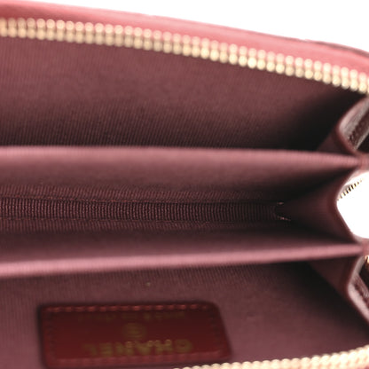 Chanel Lambskin Quilted Zip Around Coin Purse Wallet Burgundy 5 of 8