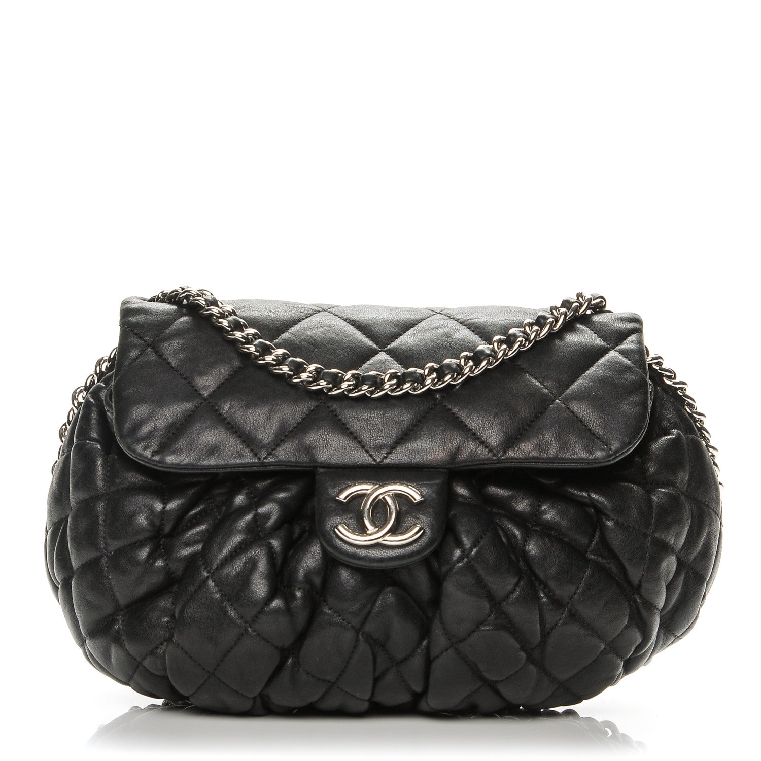Chanel Washed Lambskin Quilted Medium Chain Around Messenger Black 1 of 7