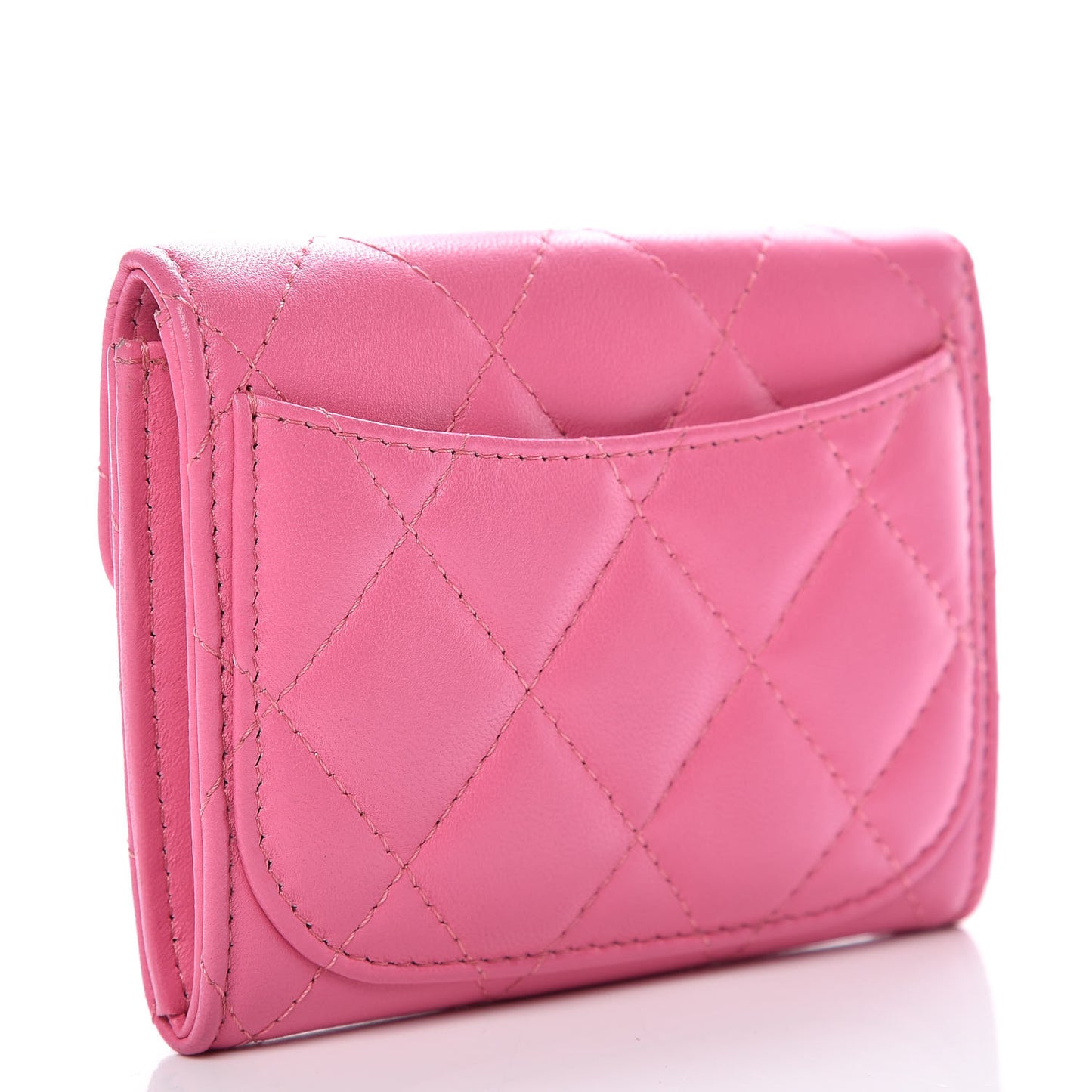 Lambskin Quilted CC Card Holder Pink