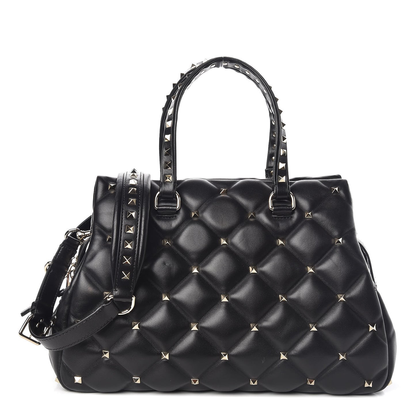 Nappa Candystud Double Handle Shoulder Bag Black