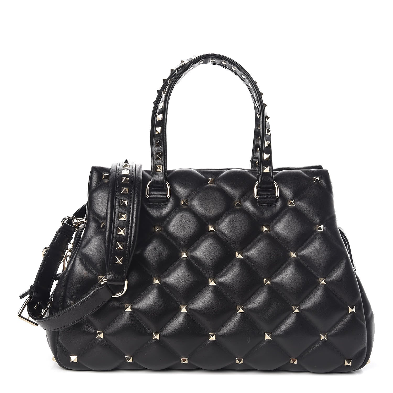 Valentino Garavani Nappa Candystud Double Handle Shoulder Bag Black 1 of 8