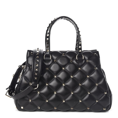 Valentino Garavani Nappa Candystud Double Handle Shoulder Bag Black 1 of 8