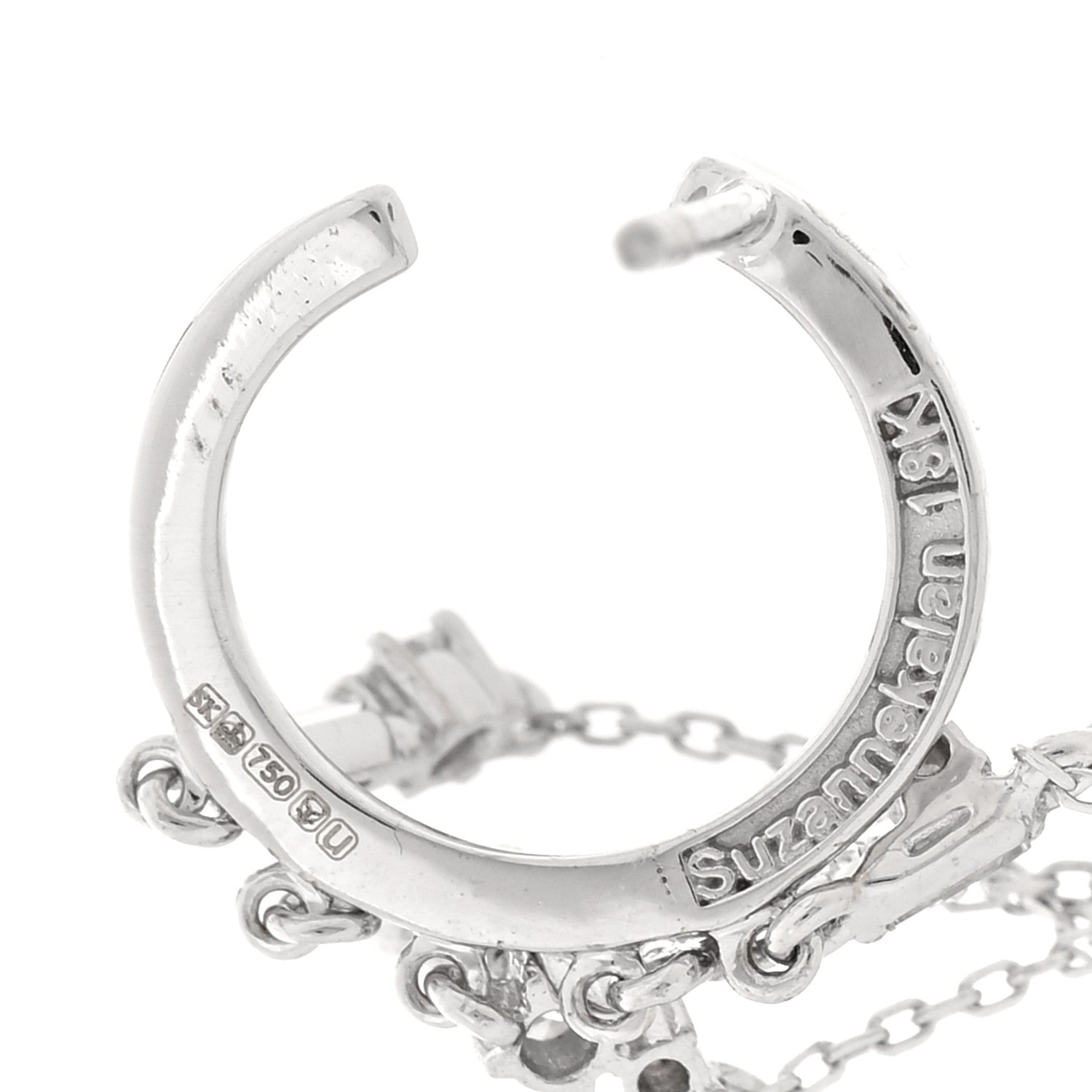 Suzanne Kalan 18K White Gold Diamond Fireworks Fringe Drop Earrings 4 of 4