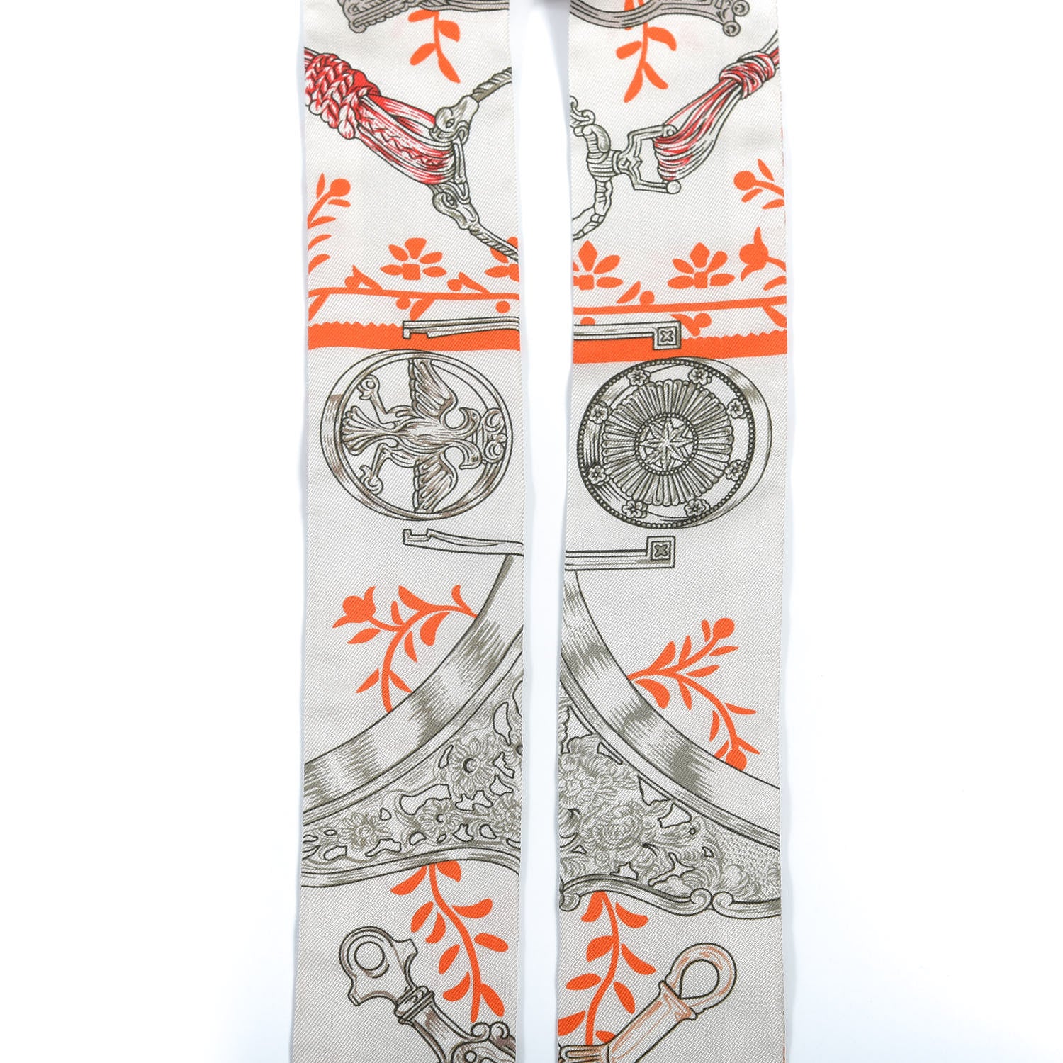Hermes Silk Etriers Remix Twilly Verveine Orange Kaki 5 of 5