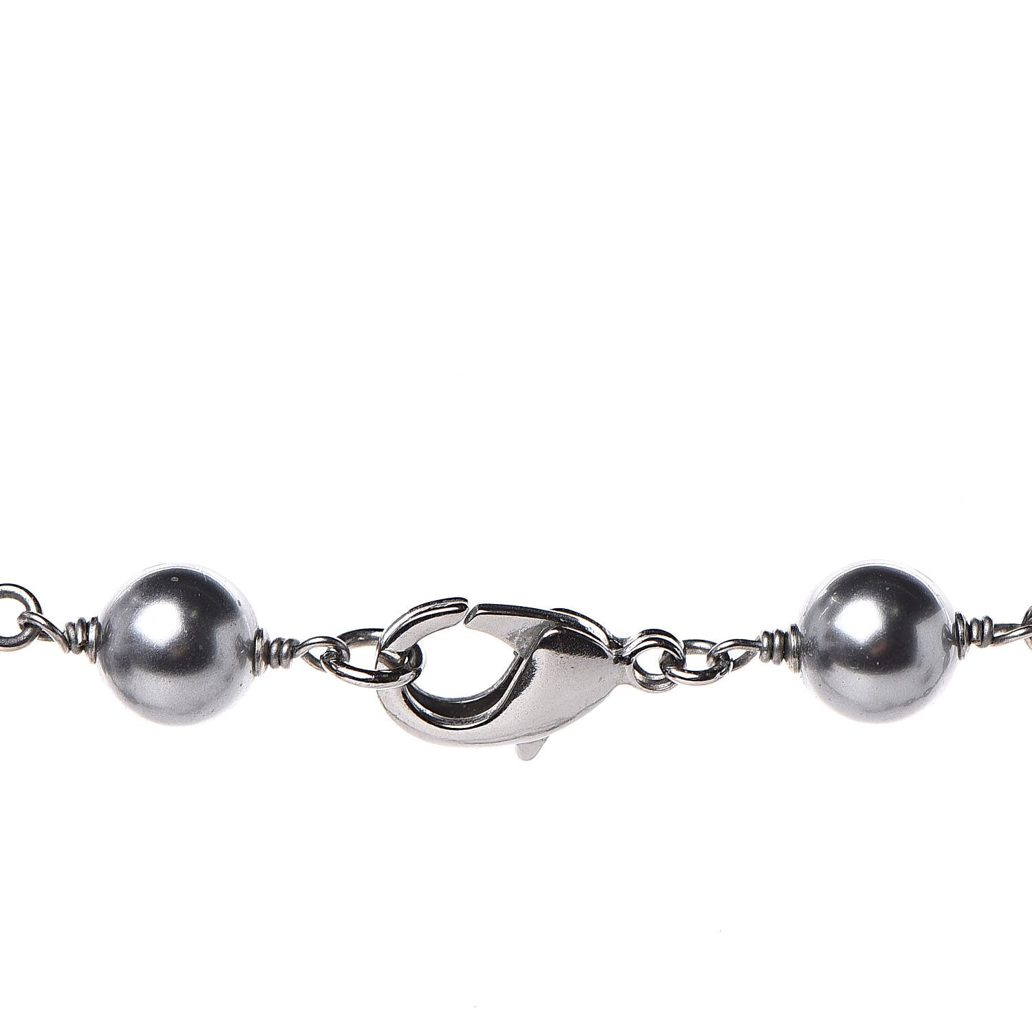 Chanel Crystal Pearl Beaded CC Long Necklace Ruthenium 5 of 6