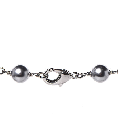 Chanel Crystal Pearl Beaded CC Long Necklace Ruthenium 5 of 6