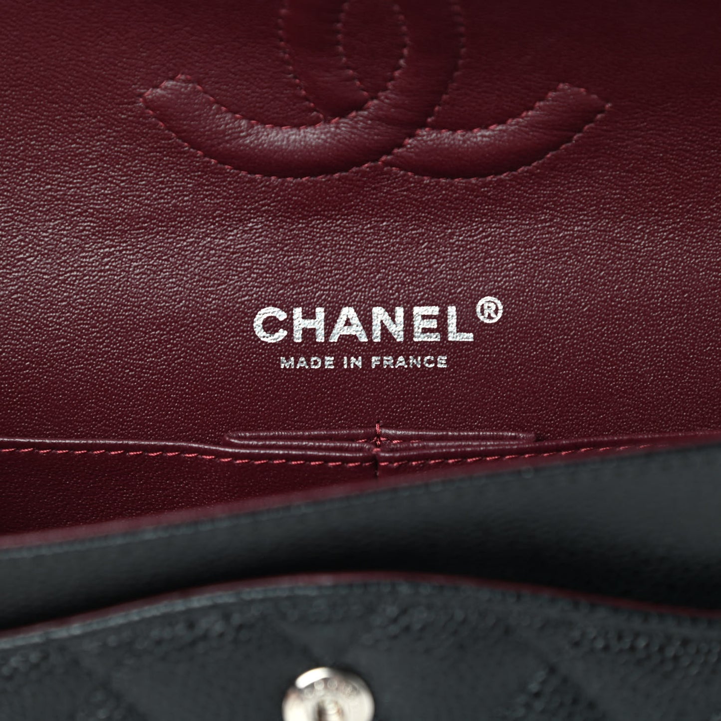 Caviar Quilted Medium Double Flap Black