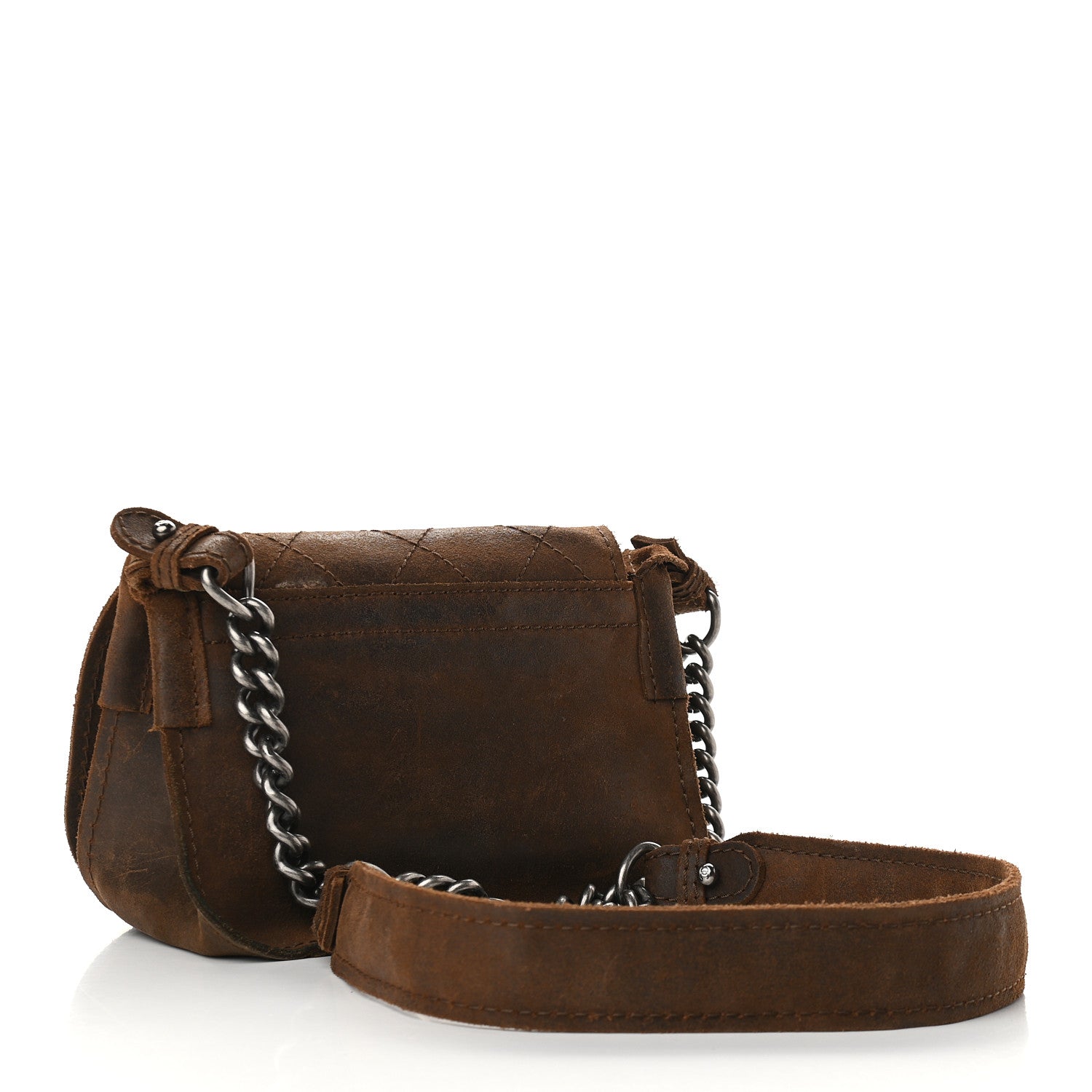 Chanel Nubuck Stitched Small Highlander Messenger Brown 3 of 11