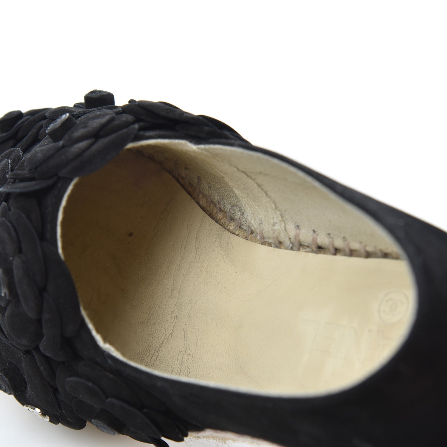 Chanel Suede Camellia CC Espadrilles 37 Black 11 of 26