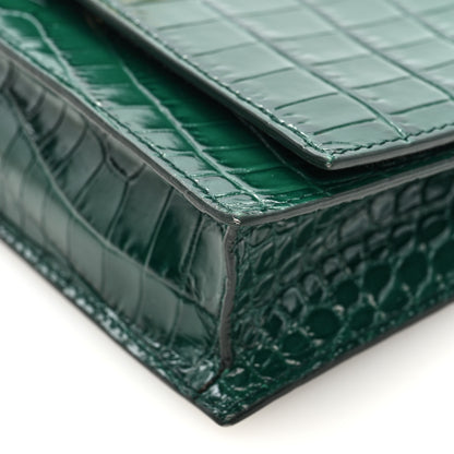 Alexander McQueen Calfskin Crocodile Embossed Skull Mini Crossbody Bag Green 9 of 9