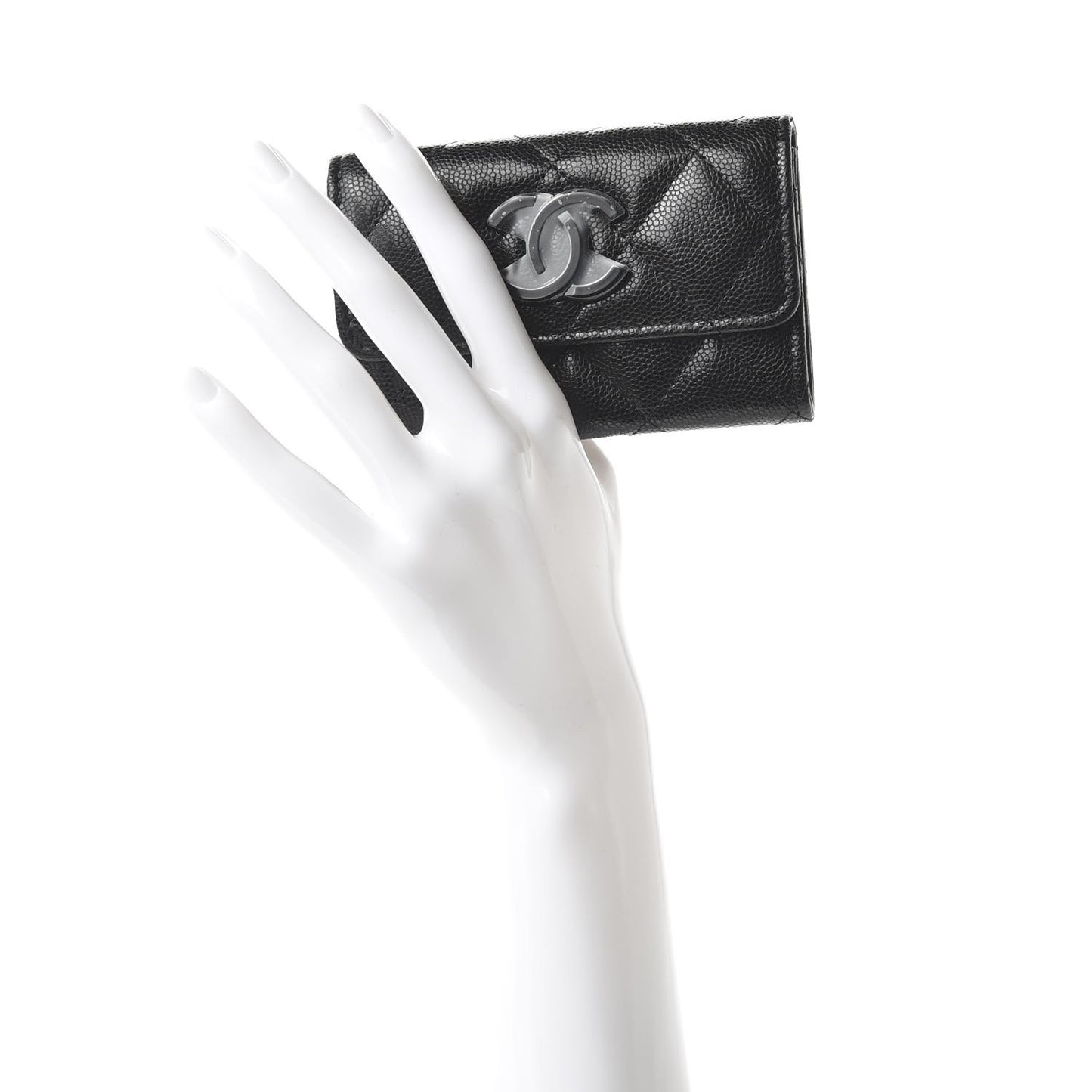 Caviar Quilted My Everything Flap Card Holder Black