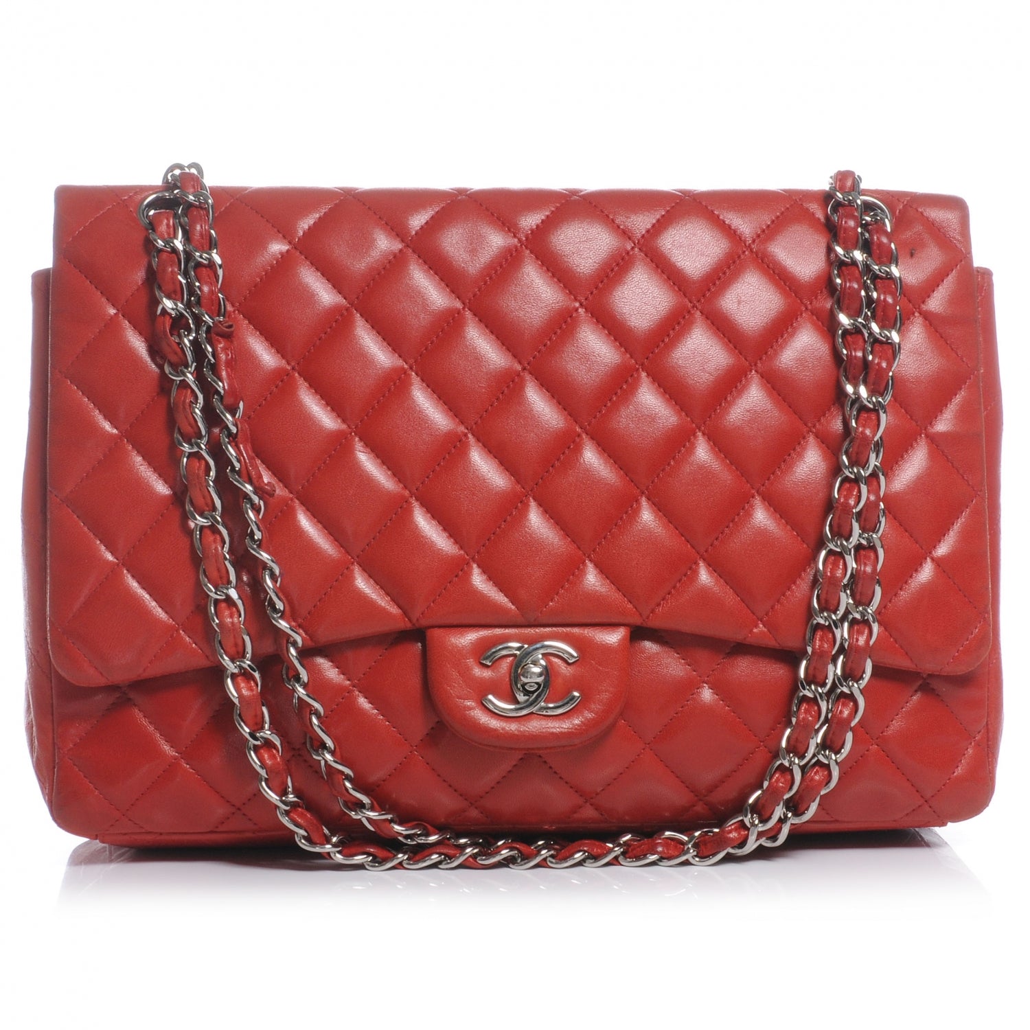 Chanel Lambskin Quilted Maxi Single Flap Red 1 of 8