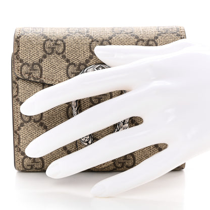 Gucci GG Supreme Monogram Dionysus Card Case Wallet Beige Taupe 2 of 14
