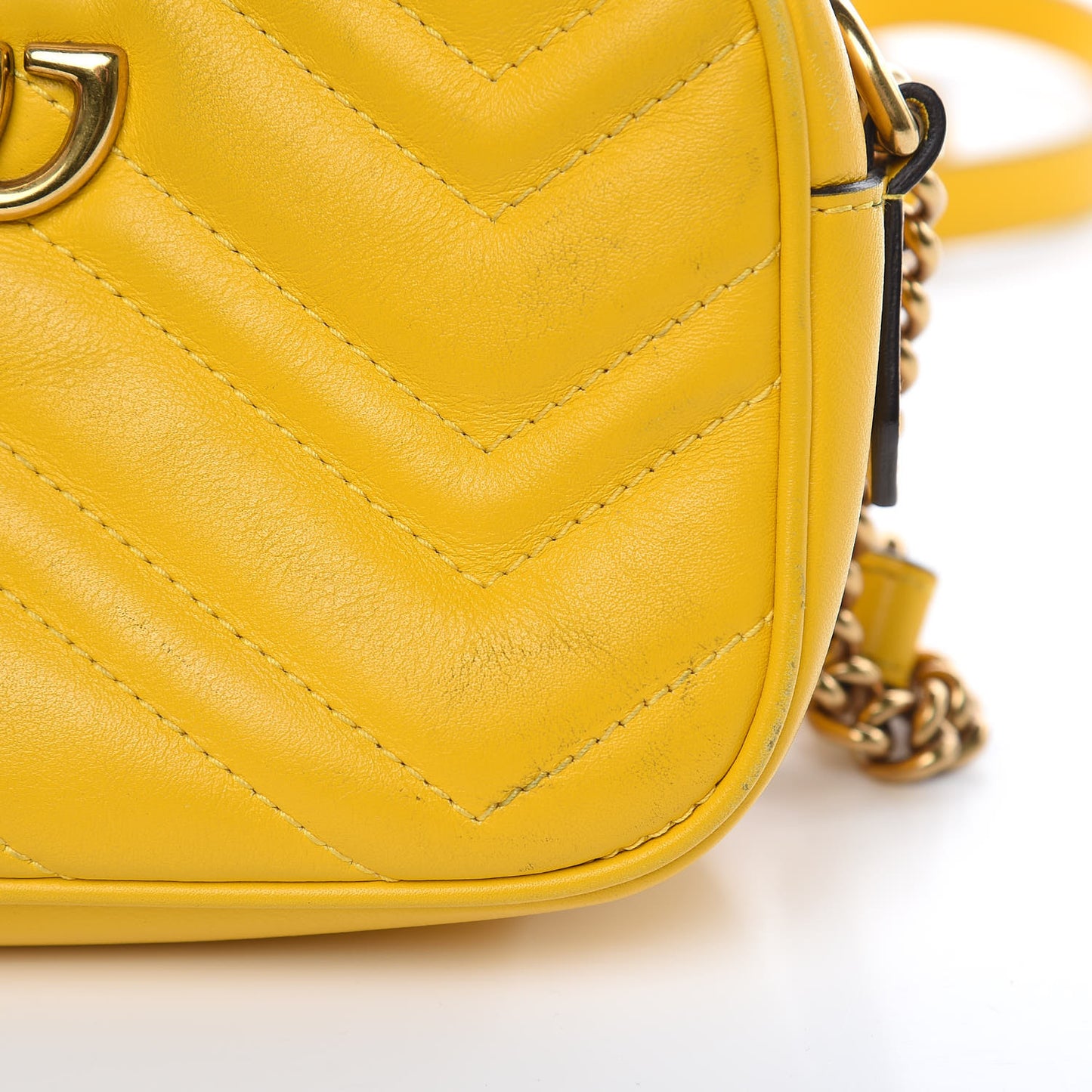 Calfskin Matelasse Mini GG Marmont Chain Shoulder Bag Stone Topaz