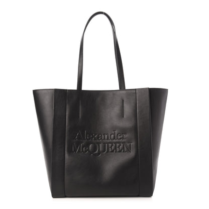 Alexander McQueen Calfskin Embossed Signature Shopper Black 1 of 9