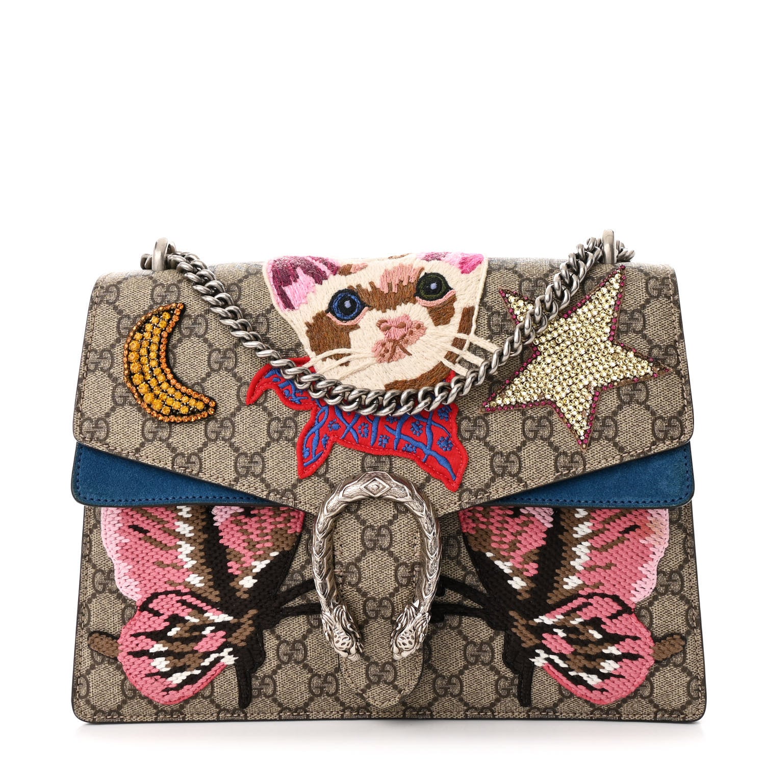 Gucci GG Supreme Monogram Embroidered Medium Dionysus Shoulder Bag Blue 1 of 11