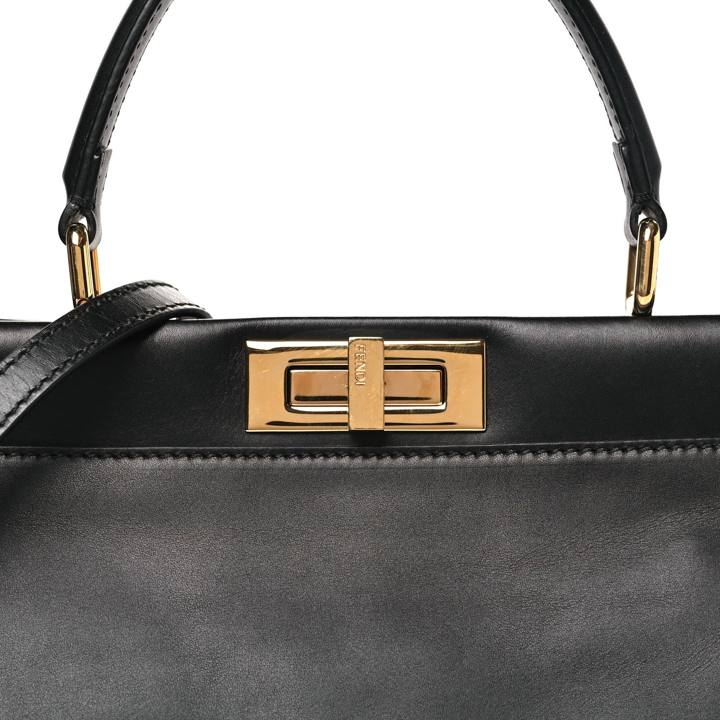 Vitello Morgan Shiny Nappa Medium Peekaboo Iconic Satchel Black Rosa Plaster