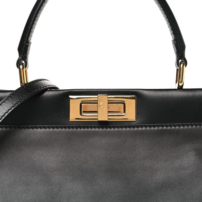 Fendi Vitello Morgan Shiny Nappa Medium Peekaboo Iconic Satchel Black Rosa Plaster 8 of 10