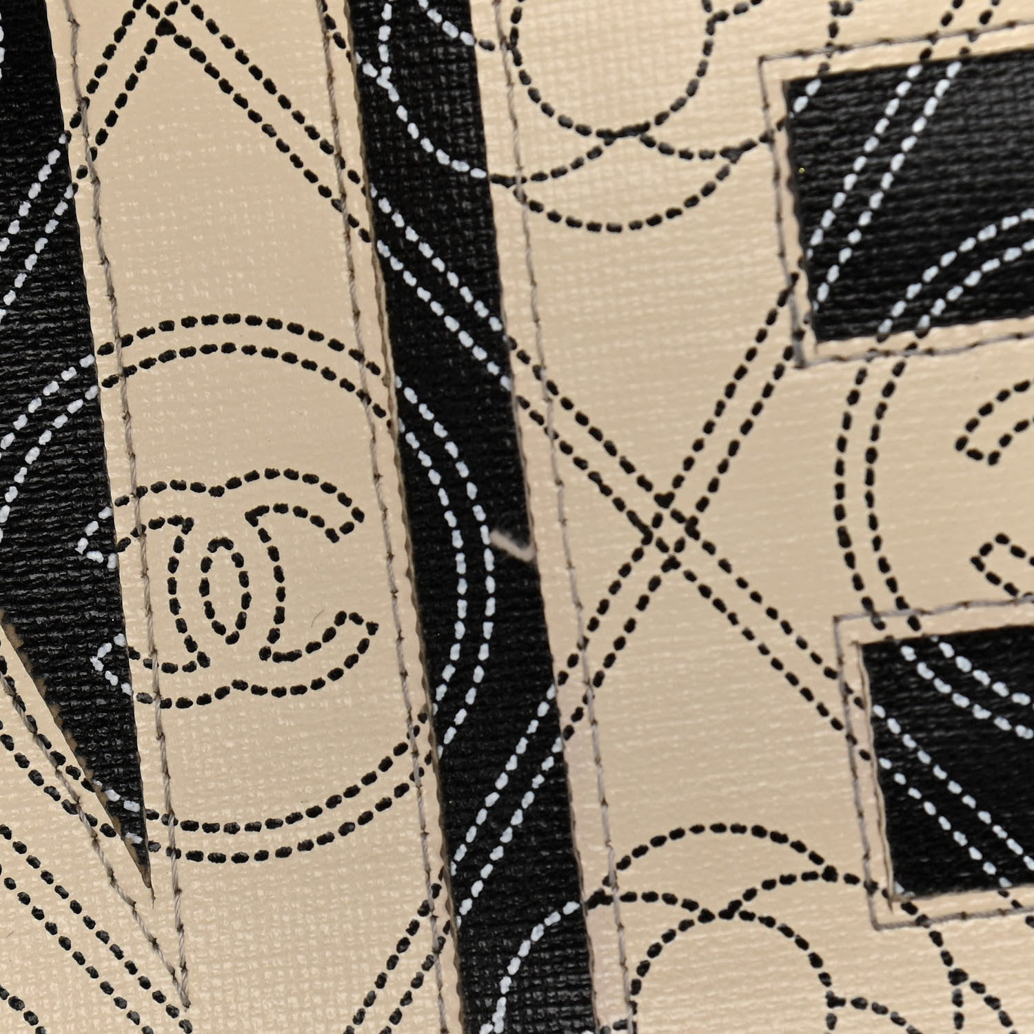 Chanel Coated Canvas Calfskin Camellia Printed Camera Case Black Beige 14 of 14
