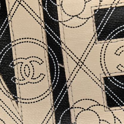 Chanel Coated Canvas Calfskin Camellia Printed Camera Case Black Beige 14 of 14