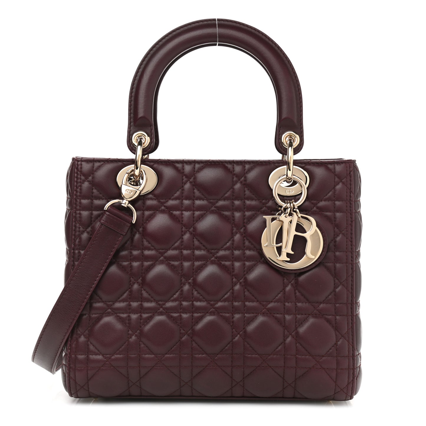 Lambskin Cannage Medium Lady Dior Aubergine