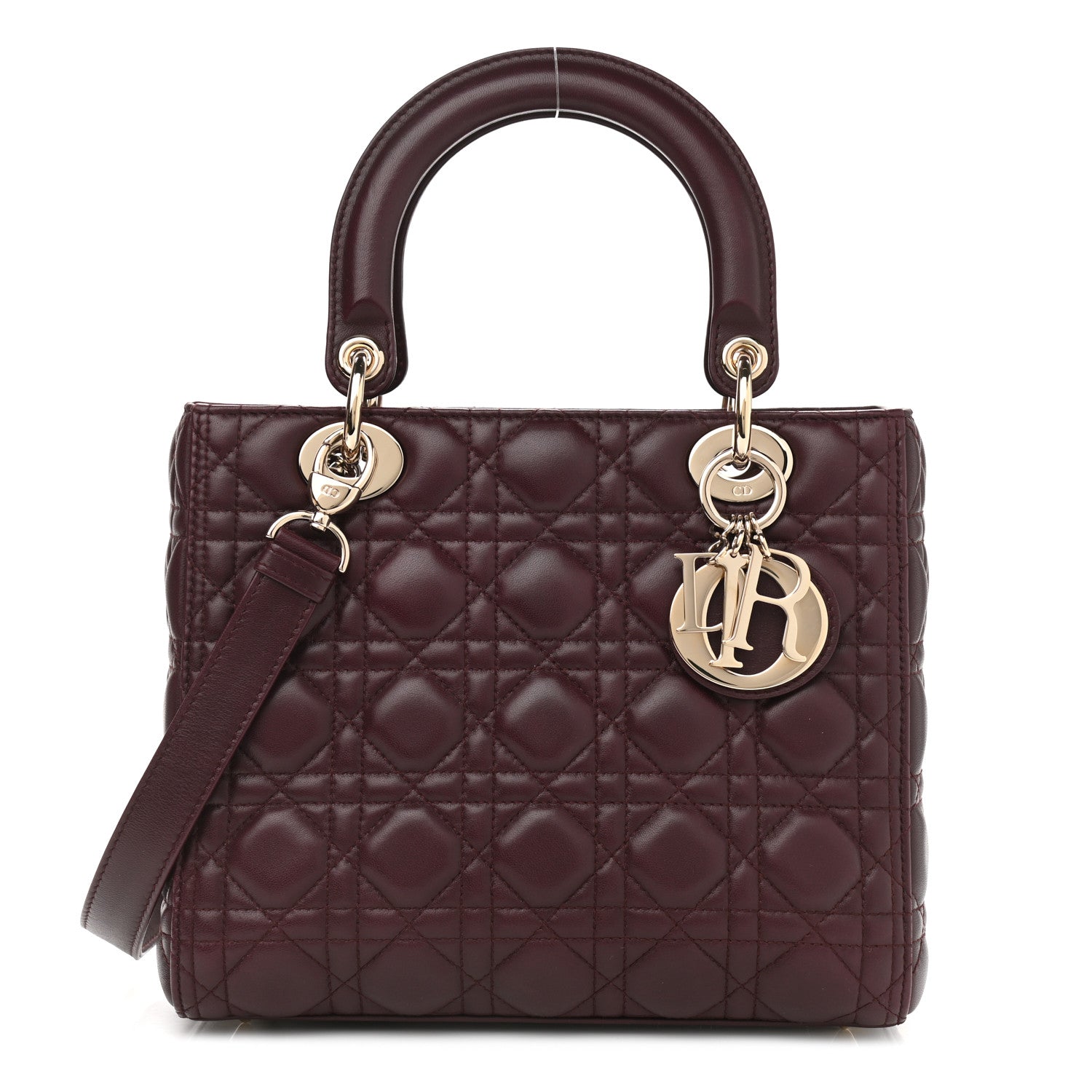 Christian Dior Lambskin Cannage Medium Lady Dior Aubergine 1 of 12