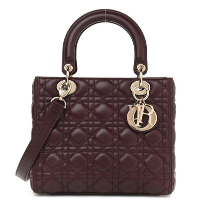 Christian Dior Lambskin Cannage Medium Lady Dior Aubergine 1 of 12