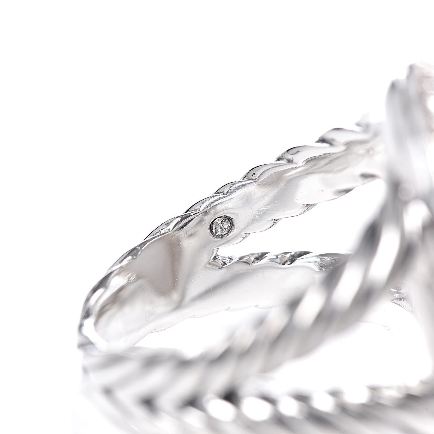 David Yurman Sterling Silver Diamond White Agate Signature Oval Ring 54 7 5 of 5