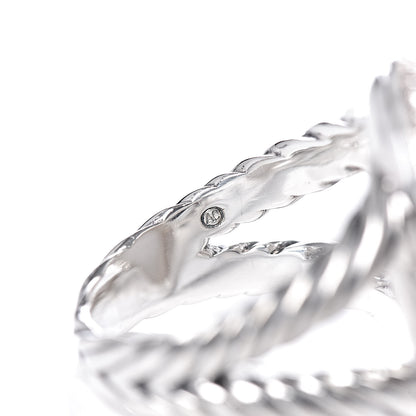 David Yurman Sterling Silver Diamond White Agate Signature Oval Ring 54 7 5 of 5