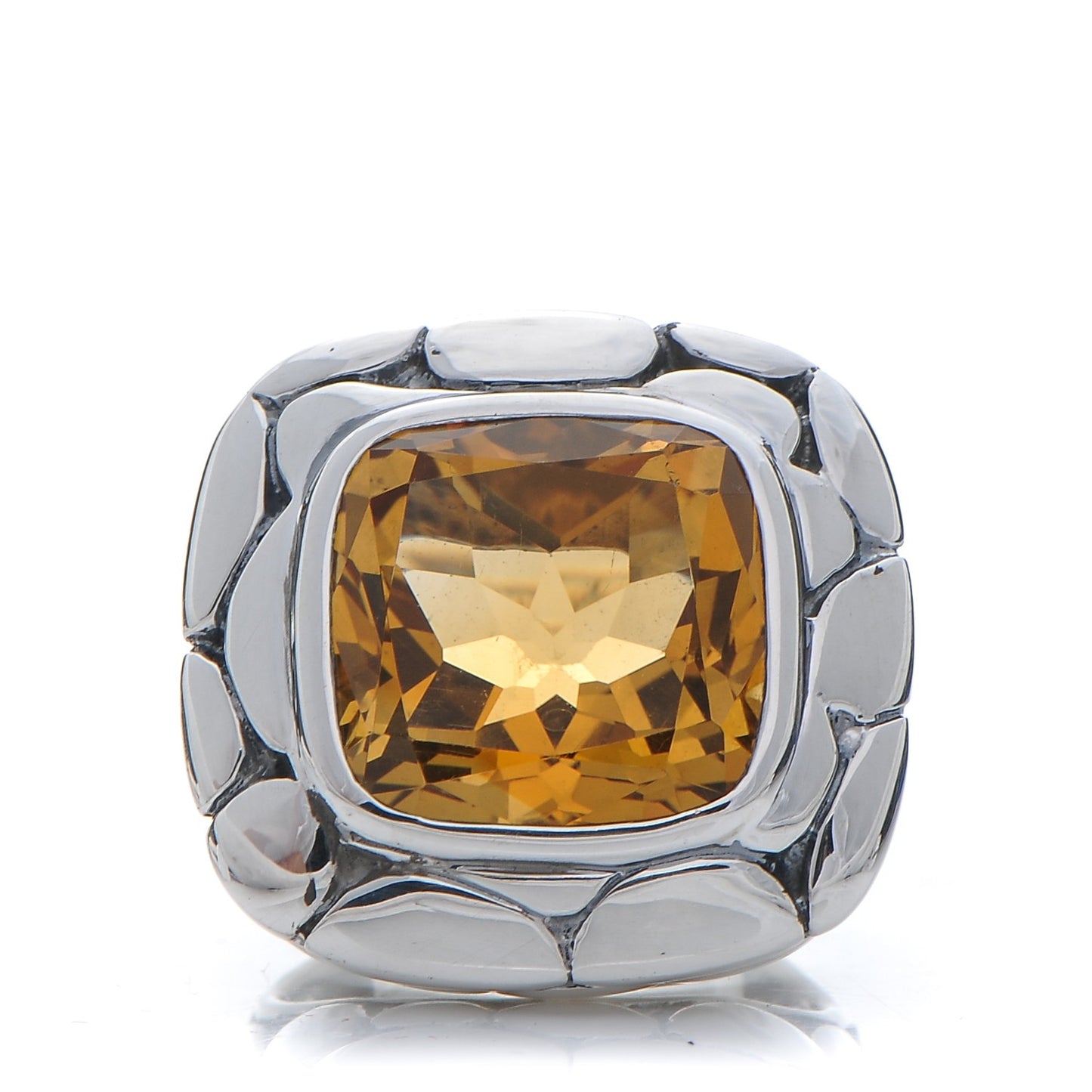 Sterling Silver Citrine Square Kali Ring 48.5 4.75