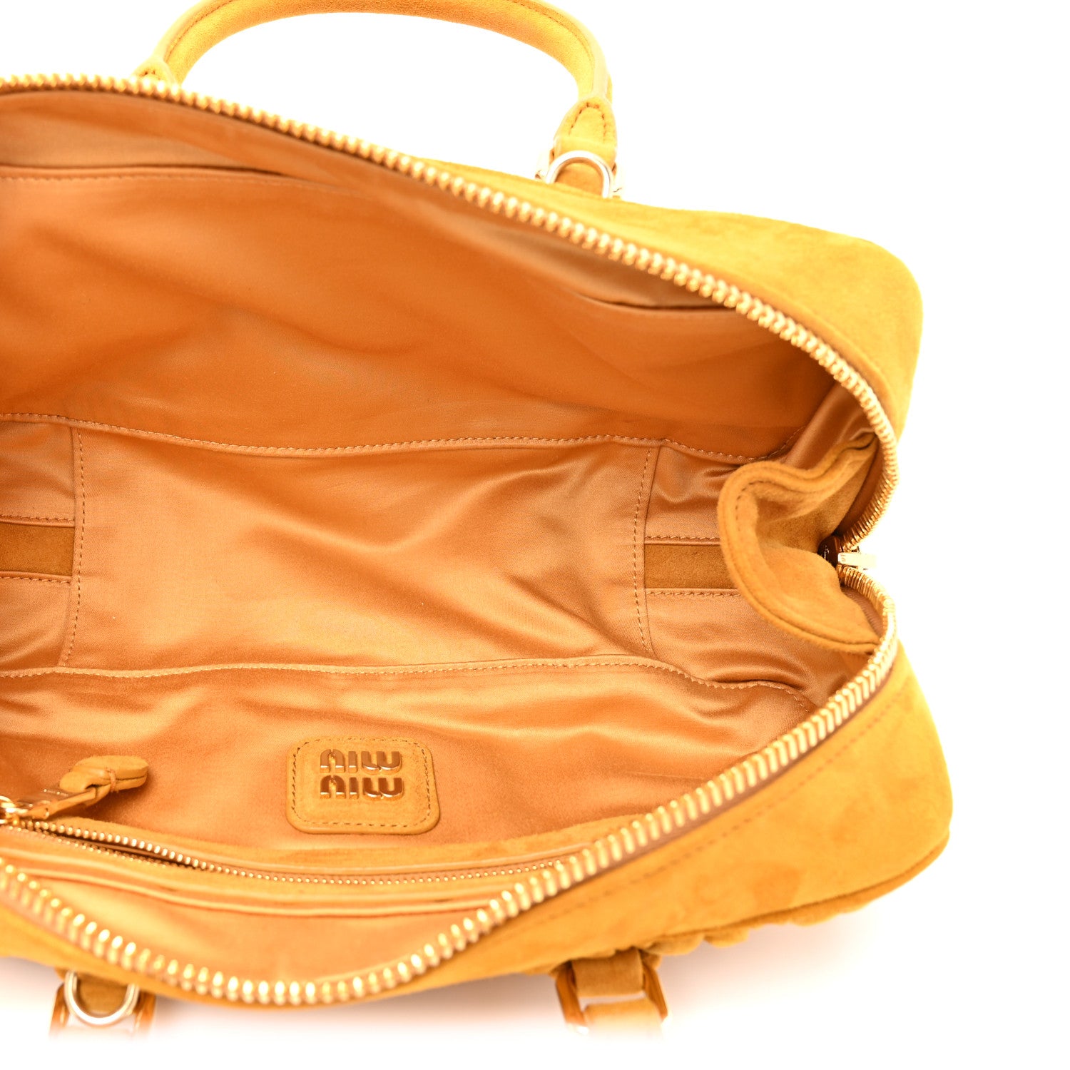 Miu Miu Suede Matelasse Large Arcadie Top Handle Bag Whiskey 4 of 12